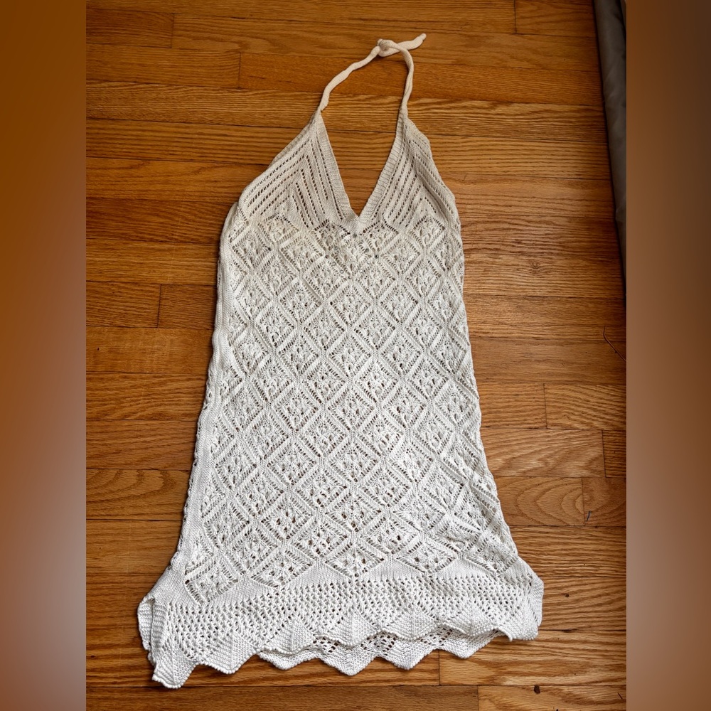 Elegant White Crochet Swim Cover-Up